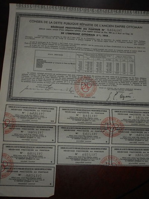 Ottoman bond 1914 used