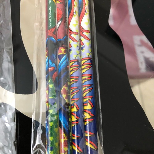 Spider-Man school set with 5 pencils, ruler, eraser, sharpener new Marvel Comics