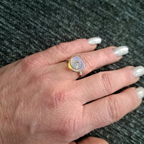 Opalite Ring with Silver Wire Handmade, Like New