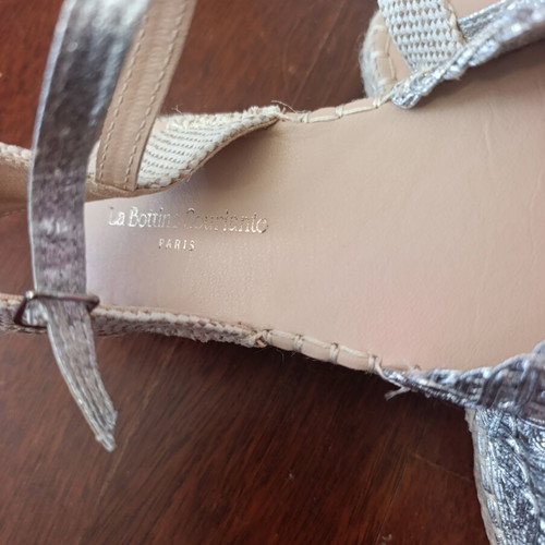 Silver espadrilles with strap, size 38