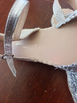 Silver espadrilles with strap, size 38