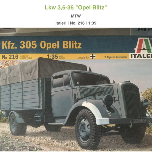 Italeri 1/35 Lkw 3,6-36 Opel Blitz MTW model kit new