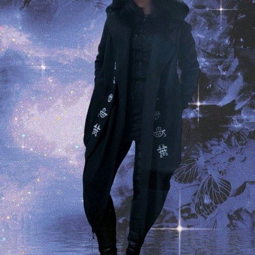 Restyle Demon Sigil Drapy Hoodie like new, black and white, size M