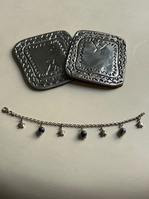 Silver 925 vintage bracelet like new with blue beads and stars