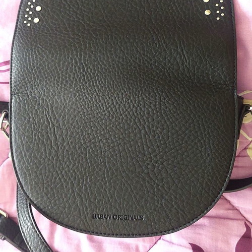 Urban Originals vegan leather shoulder bag, black with silver studs