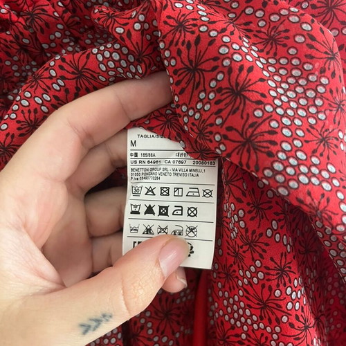 United Colors of Benetton Red Floral Ruffle Maxi Dress M38 Like New