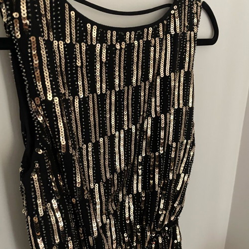 Dress with sequins and open back new by Celestino, black and gold