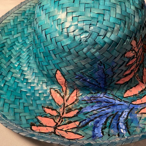 Hand-painted green hat new, unique summer design