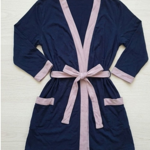 Maternity nightgown with robe, short sleeve and 3/4 sleeve, 100% cotton