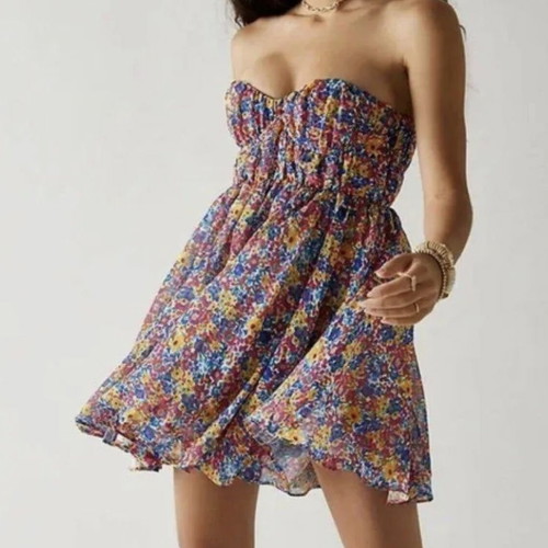 For Love & Lemons Strapless Short Dress Multicolor Like New