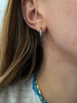 Silver Steel Small Hoop Earrings new