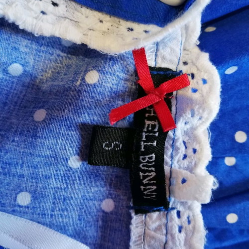 Hell Bunny Blue Royal Polka Dot Mini Dress like new, size Small