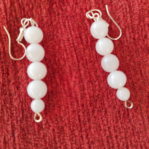 Handmade earrings white, new