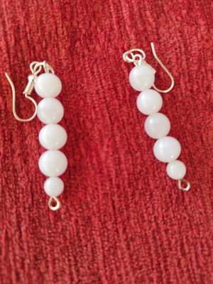 Handmade earrings white, new
