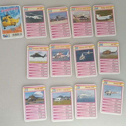 Yperatou Helicopters card game used