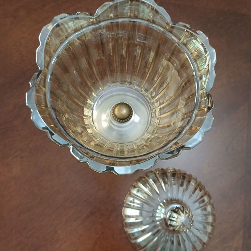 Iridescent crystal fondue pot in excellent condition