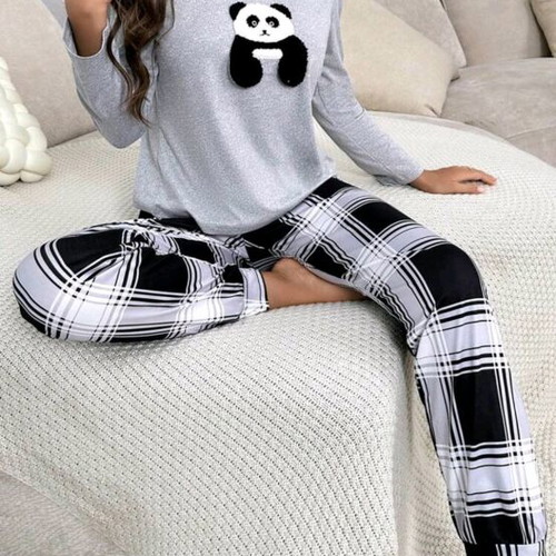 Pajamas with panda design new, black and white