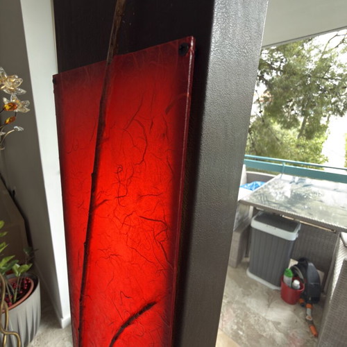Artease floor lamp like new, 1.52m height, leather and iron