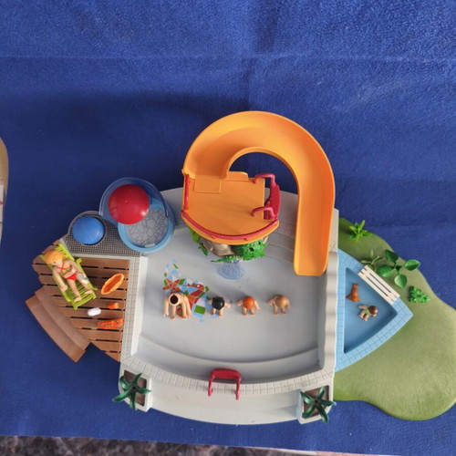 Playmobil pool with family figures and accessories