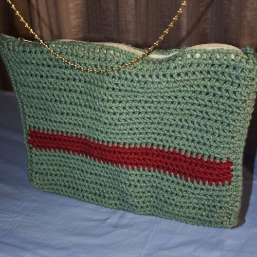 Handmade shoulder bag new, red and green