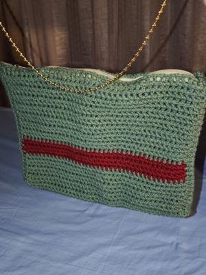 Handmade shoulder bag new, red and green