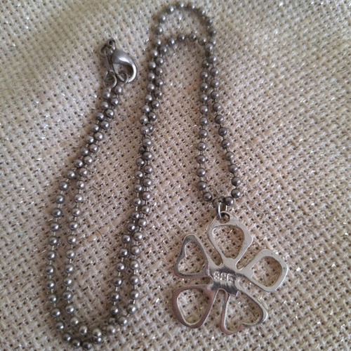 Necklace new 925 silver with flower and metal chain