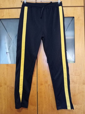 Zara women's pants medium black with yellow stripe and slit like new