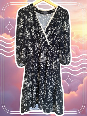 Attrattivo floral dress like new, Small-Medium, black and white