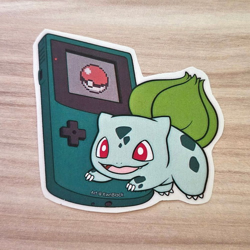 Pokemon Bulbasaur and Gameboy handmade sticker made to order