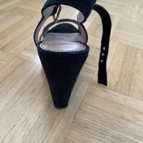 Suede type platform shoes used, black, size 38