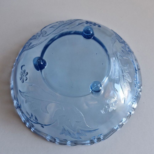 Vintage glass fruit bowl in blue color like new