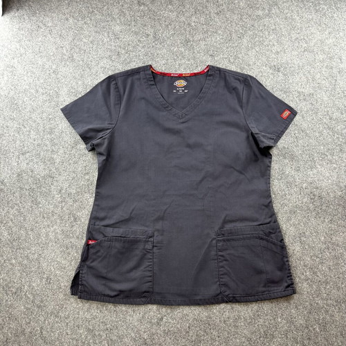 Dickies women's medical scrub top used, size Large, gray