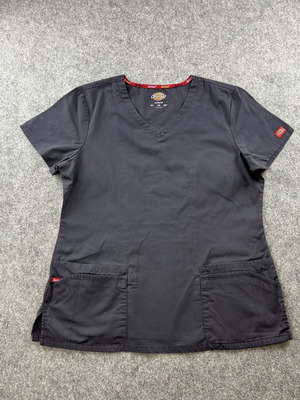 Dickies women's medical scrub top used, size Large, gray