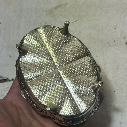 Vintage decorative embossed silver jewelry box used