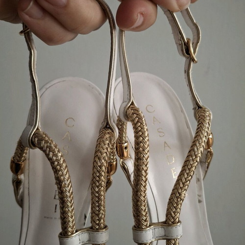 Casadei sandals white and gold used, size 39.5