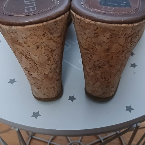 Elite leather wedge platforms used, size 40, beige and brown