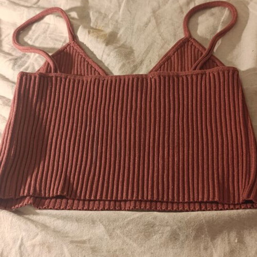 Zara ribbed knit crop top, pink/red, size M