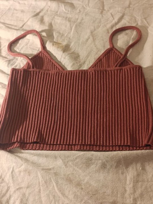 Zara ribbed knit crop top, pink/red, size M