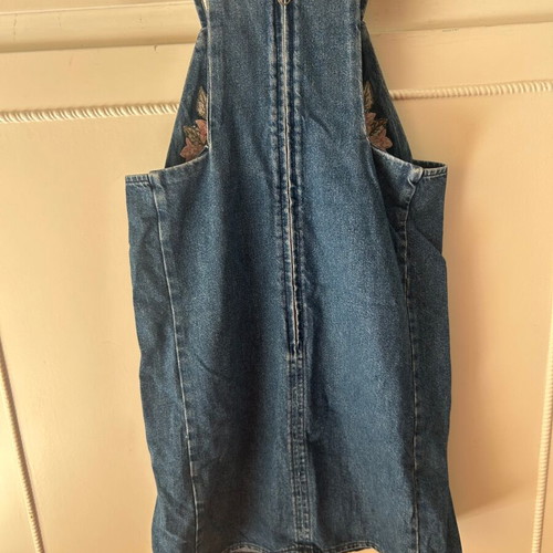 Attrattivo denim dress used with embroidered flowers and pockets