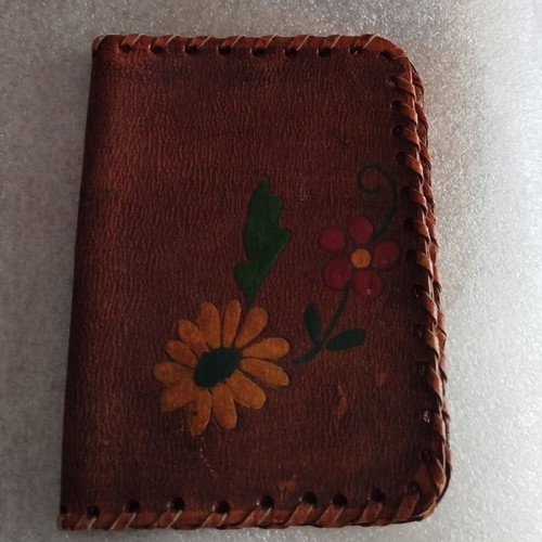 Old leather case used, for tobacco