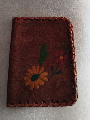 Old leather case used, for tobacco