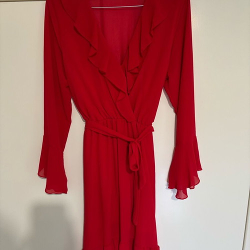Chiffon dress V used, red, one size