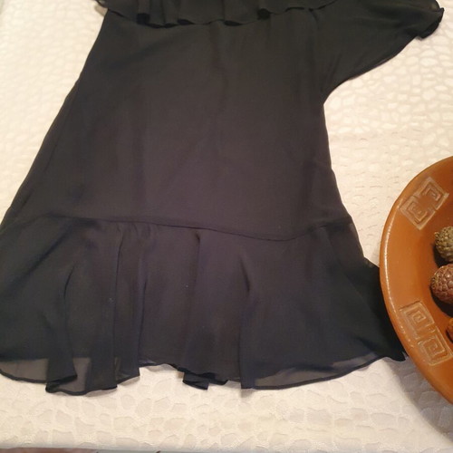 Zara medium black dress like new with velvet one shoulder and crystals