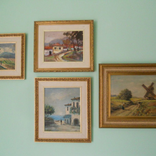 Paintings like new, set of 4 with frames
