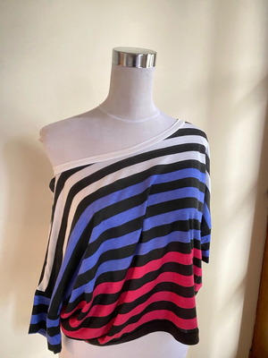 Stradivarius women's striped blouse with short sleeve new size M multicolor