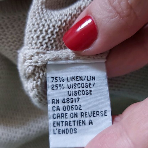 Calvin Klein tunic used with hand-knitted lace and wooden beads
