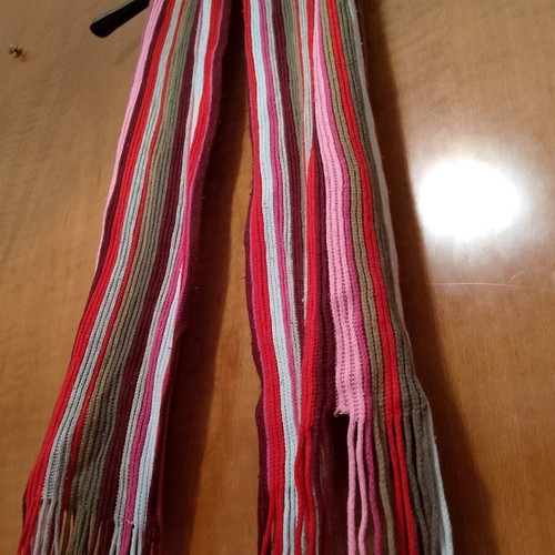 Handmade knitted scarf like new, multicolored, 150cm