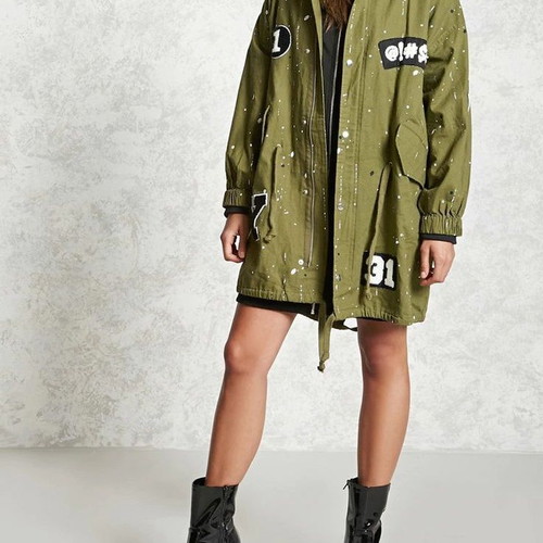 Forever 21 paint splatter women's parka jacket like new, small