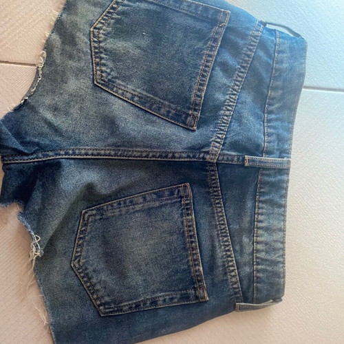 Denim shorts used with side design, size 34, blue H&M