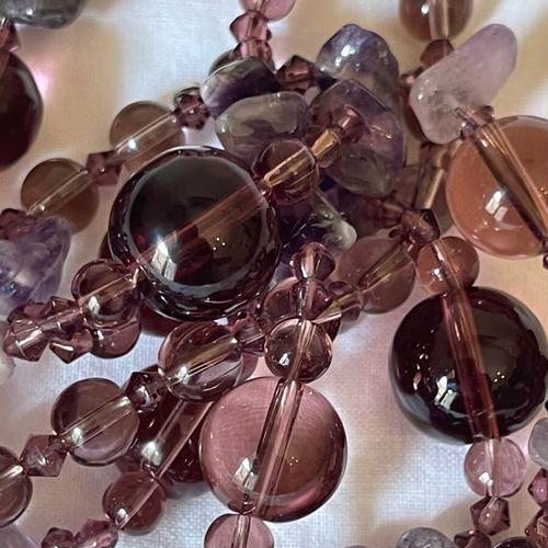 Amethyst large handmade vintage necklace like new, length 44 cm